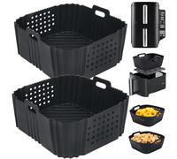 BYKITCHEN Silicone Liners for Ninja Double Stack SL300UK, 2 Count | Perforated Base Silicone Air Fryer Liners for Ninja Double Stack SL300UK 7.6L, Air Fryer Accessories