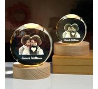 Bykiyevm 3D Personalized Crystal Photo Ball,Custom 3D Photo Crystal Ball LED Night Light,Personalized Memorial Pet Gifts,Wedding Anniversary Couple Engagement Gifts,Tabletop Picture Frames (6cm)