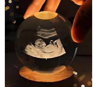 Bykiyevm Custom 3D Glass Photo Ball Crystal Sphere with Led Light Base,3D Crystal Photo,Ultrasound Picture Frames,Personalized Night Light,Personalized Memorial Gifts (6cm)