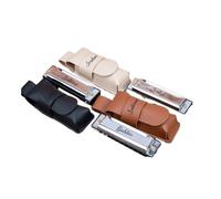 Bykiyevm Harmonica Personalized Stainless Steel,Custom Leather Case, Groomsmen, Kids Gifts, Ring bearer, Gifts for Men, Ring Security, Officiant, Birthday, Christmas (Brown)