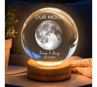 Bykiyevm Personalized Crystal Ball LED Night Light,Our Moon Special Day Custom Moon Phase,Gift for Couple,Husband,Boyfriend,Wife,Valentine's Day,Anniversary,Wedding (3.2" 8cm)