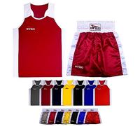 BYKO Boxing Shorts and Vest Set - Pro Training Sparring Fight Boxing Set for Kids, Adults, Men, Women - Light Weight Breathable Satin Fabric Boxing Uniform