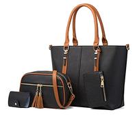 BYKOINE Women Handbag PU Leather Fashionable Satchel Handbag Ladies Shoulder Bag Purse 3 Pcs Set