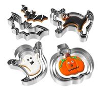 BYkooc 12-Piece Stainless Steel Halloween Cookie Cutters Set - Pumpkin, Ghost, Bat, Cat Shapes for Food Party Decorations