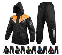 BYKR Waterproof Outdoors Motorcycle Rain Suits for Men & Women Cycling 2-Piece Breathable & Windproof Wet Weather Protection Motocross Rain Gear Reflective Rainwear All Sports Riding Rainsuit Orange M