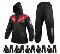 BYKR Waterproof Outdoors Motorcycle Rain Suits for Men & Women Cycling 2-Piece Breathable & Windproof Wet Weather Protection Motocross Rain Gear Reflective Rainwear All Sports Riding Rainsuit Red S