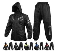 BYKR Waterproof Outdoors Motorcycle Rain Suits for Men & Women Cycling 2-Piece Breathable & Windproof Wet Weather Protection Motocross Rain Gear Reflective Rainwear All Sports Riding Rainsuit Black2XL