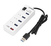 BYL 3011 USB 3.0 Hub, 4 Port Speed USB Hub with Charging Port, USB Splitter for Laptop Desktop PC, Fast Data Transfer up to 4.8Gbps, Plug and Play, t, White ABS l