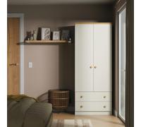 Byland Ready Assembled 2 Door 2 Drawer Wardrobe in Cream Ash & Modern Oak - Welcome Furniture | TJ Hughes