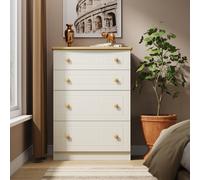 Byland Ready Assembled 4 Drawer Deep Chest in Cream Ash & Modern Oak - Welcome Furniture | TJ Hughes