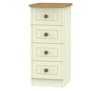 Byland Ready Assembled 4 Drawer Tallboy in Cream Ash & Modern Oak - Welcome Furniture | TJ Hughes