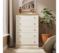 Byland Ready Assembled 5 Drawer Chest in Cream Ash & Modern Oak - Welcome Furniture | TJ Hughes