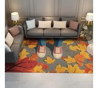 BYLEEHOMED Autumn Nonslip Area Rugs Home Decor Maple Leaf Print Funny Storytelling Animation Carpet for Living Room Bedroom Decoration 150x210cm