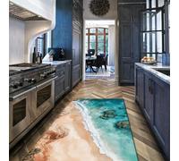 BYLEEHOMED Beach Ocean Waves Rug for Bedroom Washable Non Slip Nature Coastal Seascape Carpet for Living Room Hallway Office Decor 80x150cm