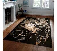 BYLEEHOMED Black and White Rug 80x150cm Oriental Dragon Entry Rug 3D Visual Art Washable Floor Rug for Indoor Kitchen Bedroom Aesthetics Decor