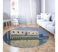 BYLEEHOMED Cityscape on Water Pattern Round Area Rug 120 cm The Doge's Palace Famous Painting Prints Soft Washable Circle Carpet for Bedside