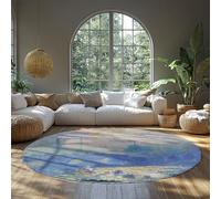BYLEEHOMED Famous Painting Print Round Area Rug 150 cm Waterloo Bridge Sunlight Effect Pattern Washable Circle Carpet for High Traffic Areas