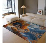 BYLEEHOMED Farmhouse Rustic Fall Area Rug 160x200cm Vintage Nature Scenery Lake Forest and Cabin Soft Low Pile Carpet Floor for Living Room Bedroom