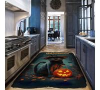 BYLEEHOMED Halloween Doormat Scary Witch Black Cat Non-slip Rugs for Dark Academia Halloween Holiday Indoor Home Floor Carpet Decorations 180x240cm