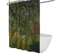 BYLEEHOMED Henri Rousseau Shower Curtain Tiger in the Jungle Shower Bathroom Curtain for Pure Child With Hooks, Waterproof & Quick Dry W180xL200cm