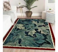 BYLEEHOMED Mid Century Boho Chic Washable Rugs 120x180cm Huge Dark Green Botanical Leaf Pattern Anti-Slip Indoor Carpets for Living Room Bedroom