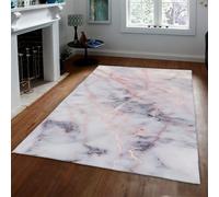 BYLEEHOMED Modern Nordic Abstract Blush Marble Area Rug 160x200cm Marble Crack Texture Washable Non-slip Rugs for Bedroom Diningroom Studyroom