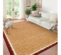 BYLEEHOMED Modern Nordic Style Yellow Area Rugs 60x120cm Abstract Lines Non Slip Stain Resistant Washable Carpet for Living Room Decor Aesthetic