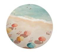 BYLEEHOMED Seascape Circle Rugs Colorful Umbrella Tropical Ocean Beach Print Ultra Soft Nonslip Washable Round Carpet for Playroom Bedroom 60 cm