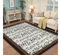 BYLEEHOMED Simple Plant Leaf Printed Rug 200x300cm Hanging Vines Boho Soft-Touch Washable Large Carpet with Non-slip Rubber Backing for Reading Nook