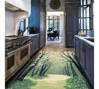 BYLEEHOMED Spring Path Area Rugs 140x200cm White Blossom Trees Sunny Wildflower Meadow Landscape Soft Non-slip Stain Resistant Carpets for Office