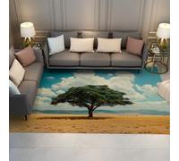 BYLEEHOMED Surrealism Area Rug 60x120cm Trees in the Desert Print Rugs Non Slip Washable Carpet Mat for Living Room Hallway Office Modern Decor