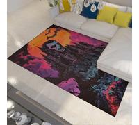 BYLEEHOMED Vintage Dark Preppy Halloween Area Rug 120x180cm Spooky Devil Castle Machine Washable Non-slip Low Pile Large Rug for Farmhouse Decor