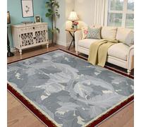 BYLEEHOMED Washable Boho Soft Non-slip Backing Rugs 160x200cm Oriental Low Pile Stain Resistant Botanical Carpet for Living Room Farmhouse Dining Room