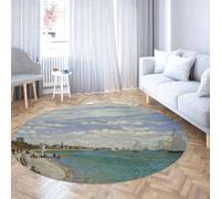 BYLEEHOMED Washable Seascape Round Rug Sailboat Race Painting Print Non-shedding Circle Carpet for High Traffic Areas in Living Room 60 cm