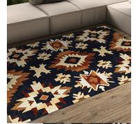 BYLEEHOMED Western Rug for Living Room Southwestern Aztec Pattern Washable Tribal Non Slip Low-pile Indoor Carpet for Dining Room 150x210cm