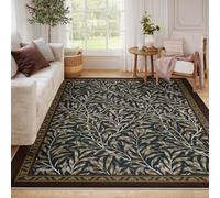 BYLEEHOMED William Morris Style Front Door Mat Retro Leaves Original Design Rugs Soft Vintage Dark Entryway Living Room Decor 200x300cm