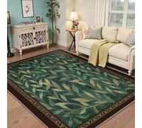 BYLEEHOMED Willow Boughs Leafy Area Rugs 120x180cm Boho Dark Green Leaf Botanical Soft Low Pile Large Washable Carpet for Bedroom Living Room