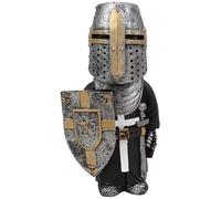 Bylesary Mini Small Medieval Decor Knight Statue Knight with Sword Armor Knight Gnomes Guard Garden Statues Indoor Outdoor Sculpture Figurines Home Bedroom Desk Living Room Bookshelf Yard Garden (CC)