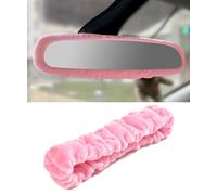 bylikeho Rear View Mirror Cover,Rearview Mirror Decor,Car Accessories Elastic Plush Auto Rear View Mirror Protector,Car Rearview Mirror Cover,Automotive Interior Decoration for Car,SUV,Truck,RV (Pink)