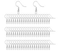 Bylion 400 Pieces Stainless Steel Earring Hooks, Fish Hooks Ear Wires French Wire Hooks, Coil and Ball Style Nickel-Free Ear Wires for Jewelry Making, Silver