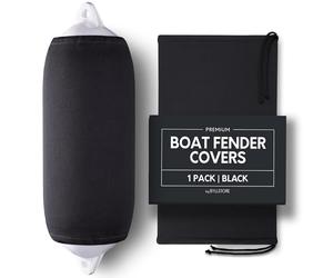 Byllstore Black Premium Boat Fender Cover Polyester (1-Pack) - Fits Taylor Made, Big B 8" x 20", Hull-Gard 8.5" x 27" & Super Gard 8.5" x 26" - Cover Size 8" x 22"