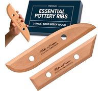 Byllstore Essential Pottery Ribs for Clay | Shaping & Smoothing Tools | Solid Beech Wood | 2-Pack