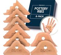 Byllstore Triangle Pottery Ribs | 2 Foot Shaper Tools | 6 Clay Texture Ribs | Solid Beech Wood | 8-Pack