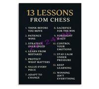 BYLSAGWHT Chess Life Lessons Poster 13 Lessons From Chess Inspirational Quote for Study Room Wall-Art(Framed,16x24inch(40x60cm))