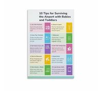 BYLSAGWHT Family Travel Tips Poster Surviving the Airport with Babies Canvas Wall-Art for Parents Nursery or Home Office(Unframed,12x18inch(30x45cm))