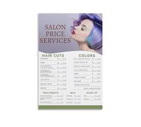 BYLSAGWHT Hair Salon Service Menu Poster, Beauty Price List with Clear Pricing Guide, Canvas Wall Art Print for Kitchen, Living Room, and Barber Shop Decor(Unframed,16x24inch(40x60cm))