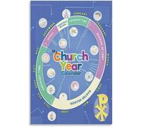 BYLSAGWHT Religious Education Poster - Catholic Liturgical Colors and Calendar Guide, Wall Art for Catechism Class, Home, Church(Unframed,12x18inch(30x45cm))