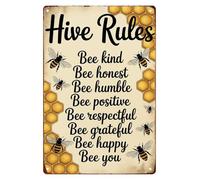 BYLSAGWHT Sarcastic Hive Rules Tin Sign for Home Office Dormitory Apartment Wall Decoration Humorous Quote Poster for Gardeners Farmers Homesteaders 8 X 12 inch