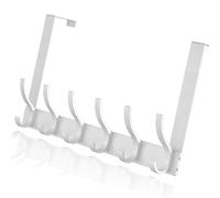 BYLXSSIHLM Over Door Hanger with 6 Hooks, 11CM Heavy Duty Hooks for Coat, Towel, Keys and Bag Storage, White Over Door Hook