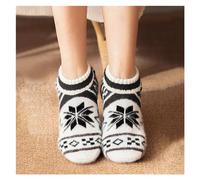 BYLYUIVN Slipper socks Winter Thick Woolen Shoes Women Thicken Warm Home Bedroom Socks Slippers Men Non-slip Foot Warmer Snow Socks Christmas Gift(Dark gray)
